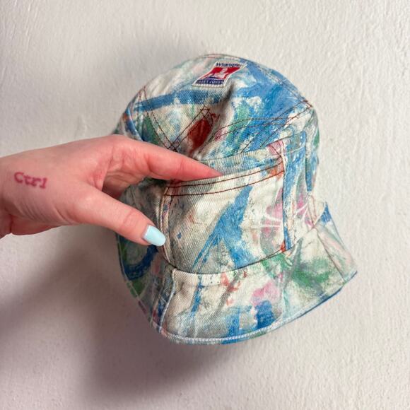 Wrangler Casey Jones Reversible Denim Paint Splatter Bucket Hat - Picture 6 of 7